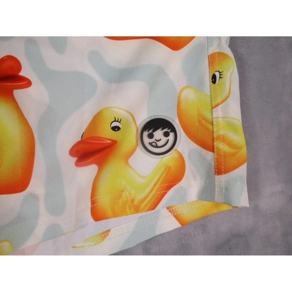 Neff‎ Yellow WARP DUCKY Board Swim Shorts Trunks Pocket Drawstring Mens Size L